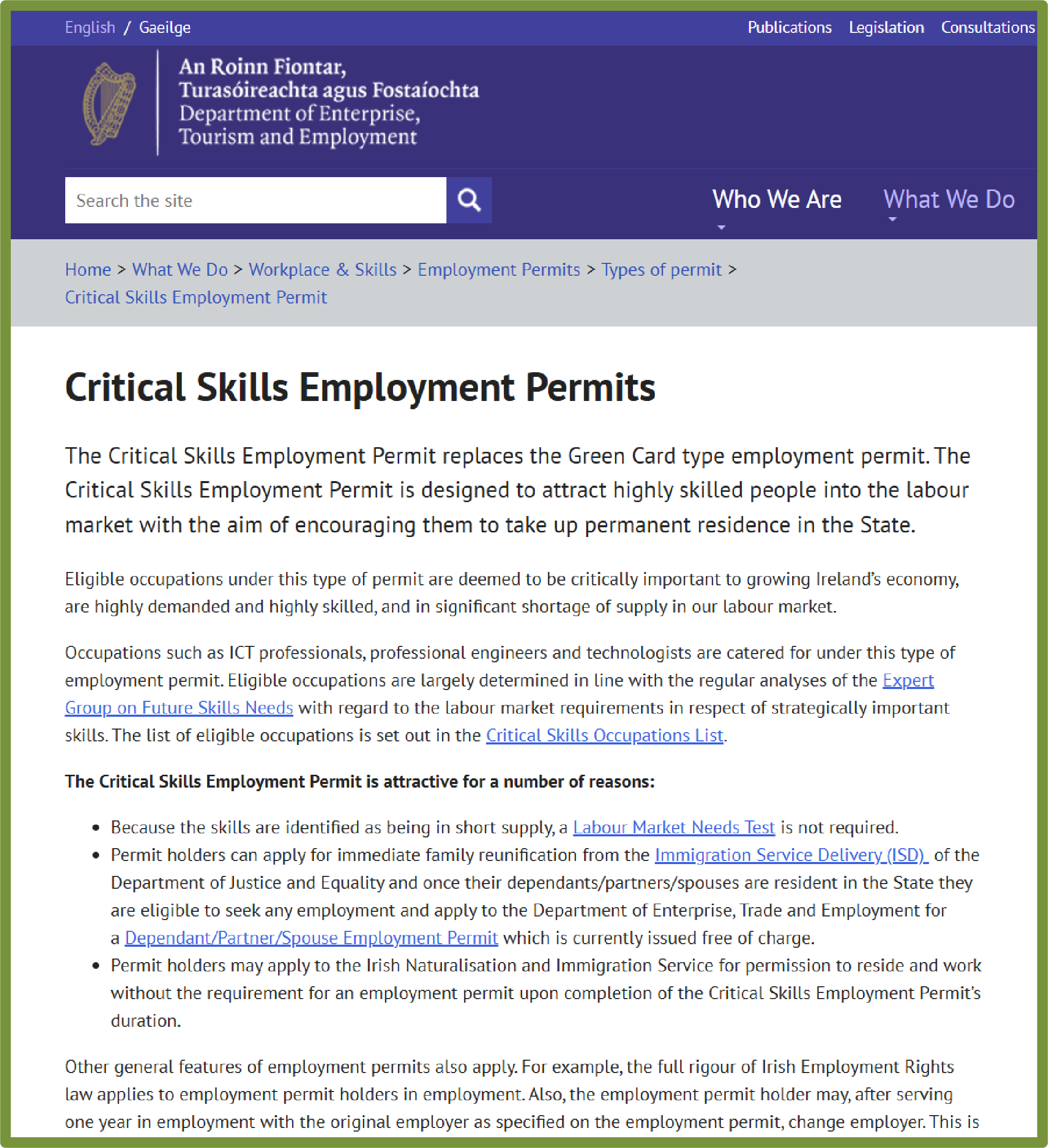 爱尔兰永久居留