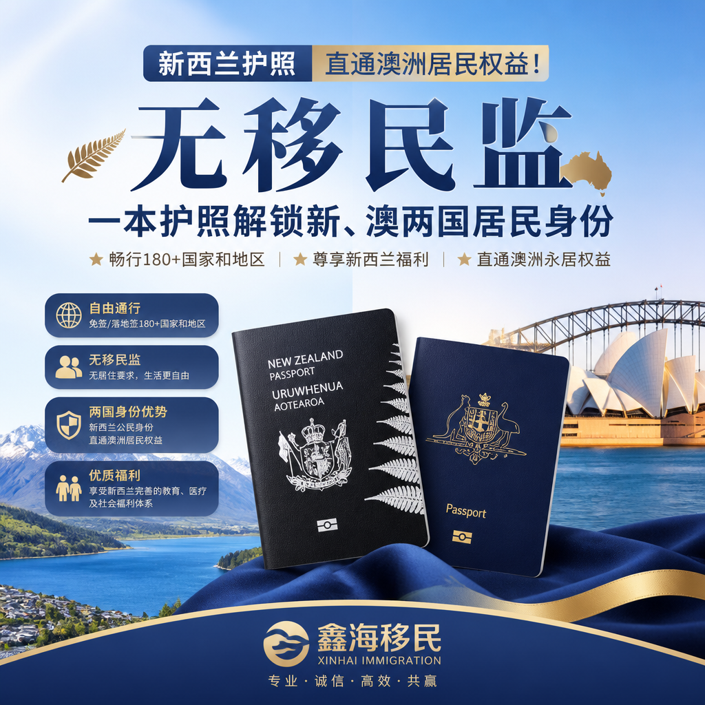 新西兰护照直通澳洲居民权益!无移民监,一本护照解锁新、澳两国居民身份|鑫海移民