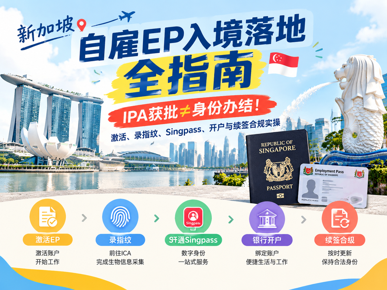 新加坡自雇EP入境落地全指南|IPA获批≠身份办结!激活、录指纹、Singpass、开户与续签合规实操