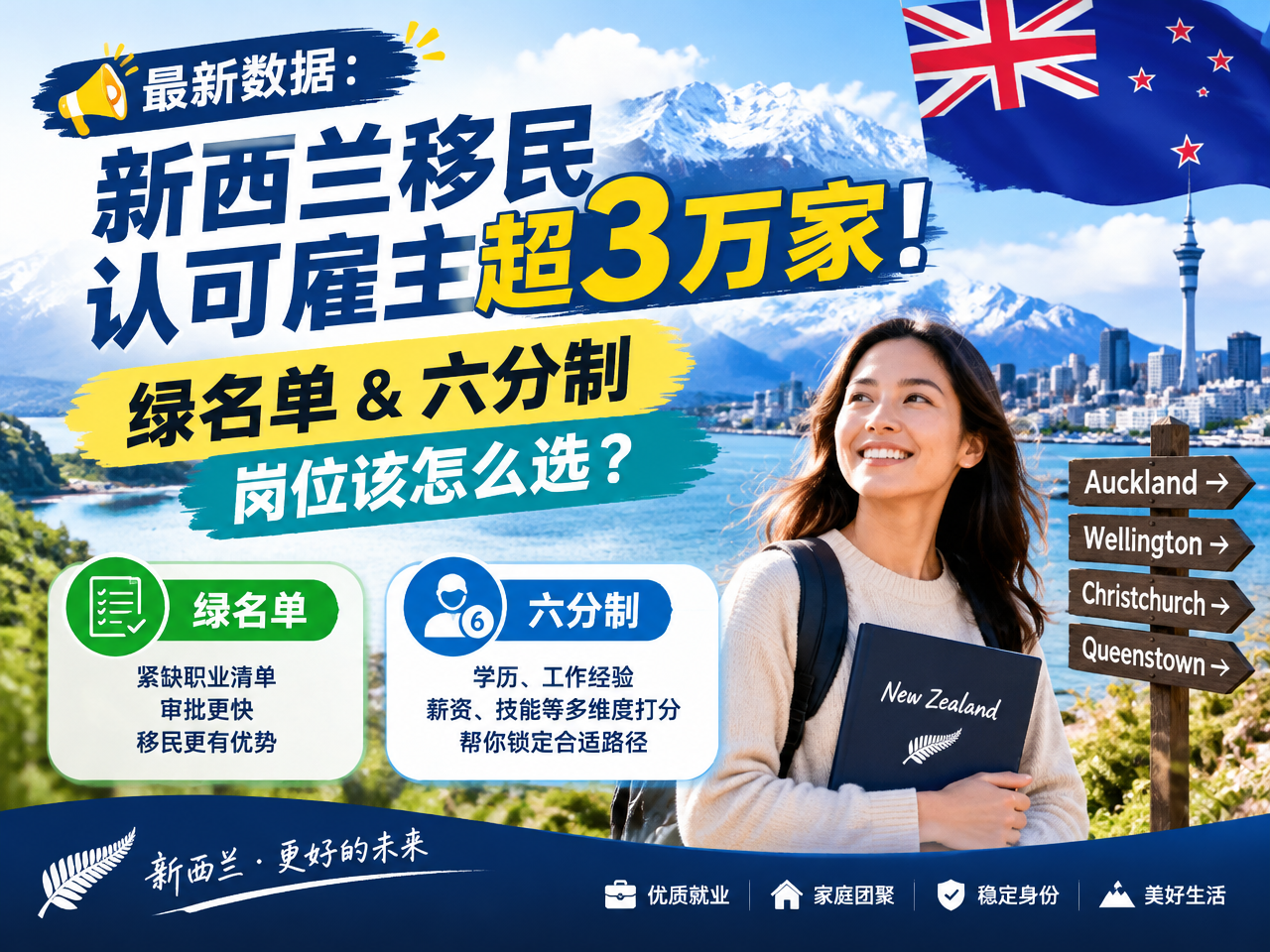 最新数据:新西兰移民认可雇主超3万家!绿名单&六分制,岗位该怎么选?